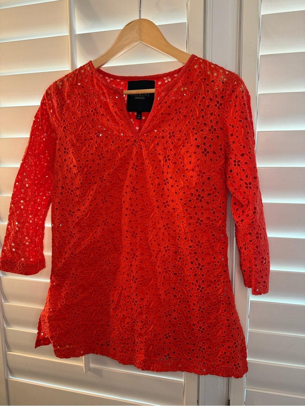 Dark Orange Eyelet Tunic Top